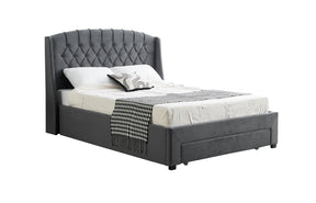 Paris Tufted Velvet Dark Grey Bed with Storage
