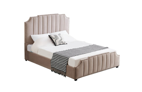 Santosa Champagne Velvet Queen Bed