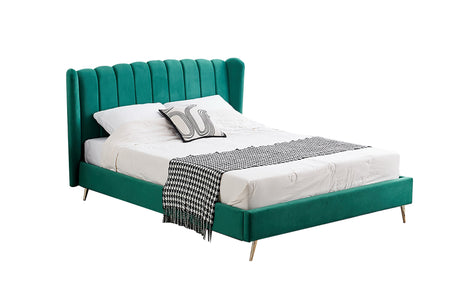 Vienna Peacock Green Velvet Queen Bed