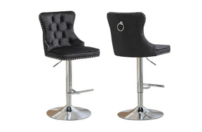 Sahara Black Barstool with Silver Base - Set of 2
