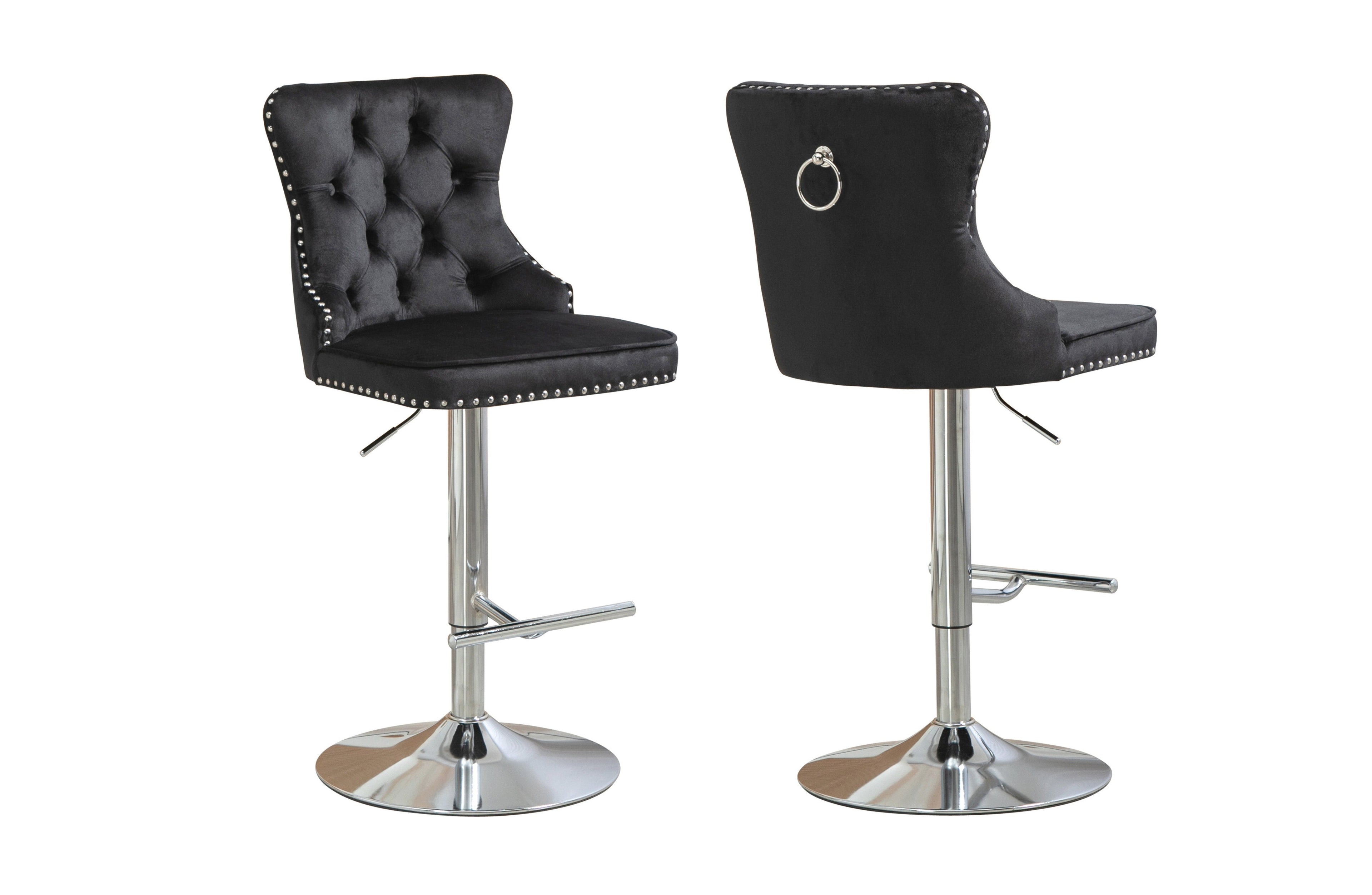 Sahara Black Barstool with Silver Base - Set of 2