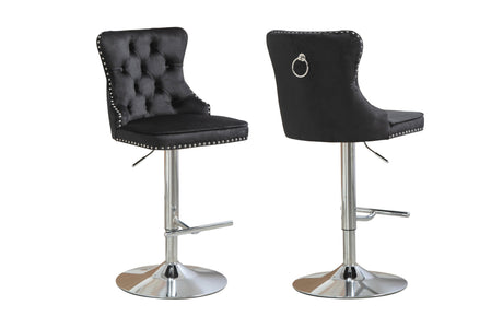 Sahara Black Barstool with Silver Base - Set of 2