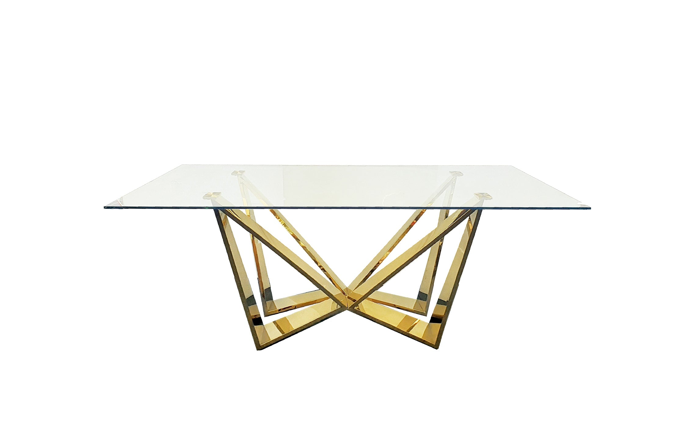 Roula Gold Clear Glass Dining Table 240cm