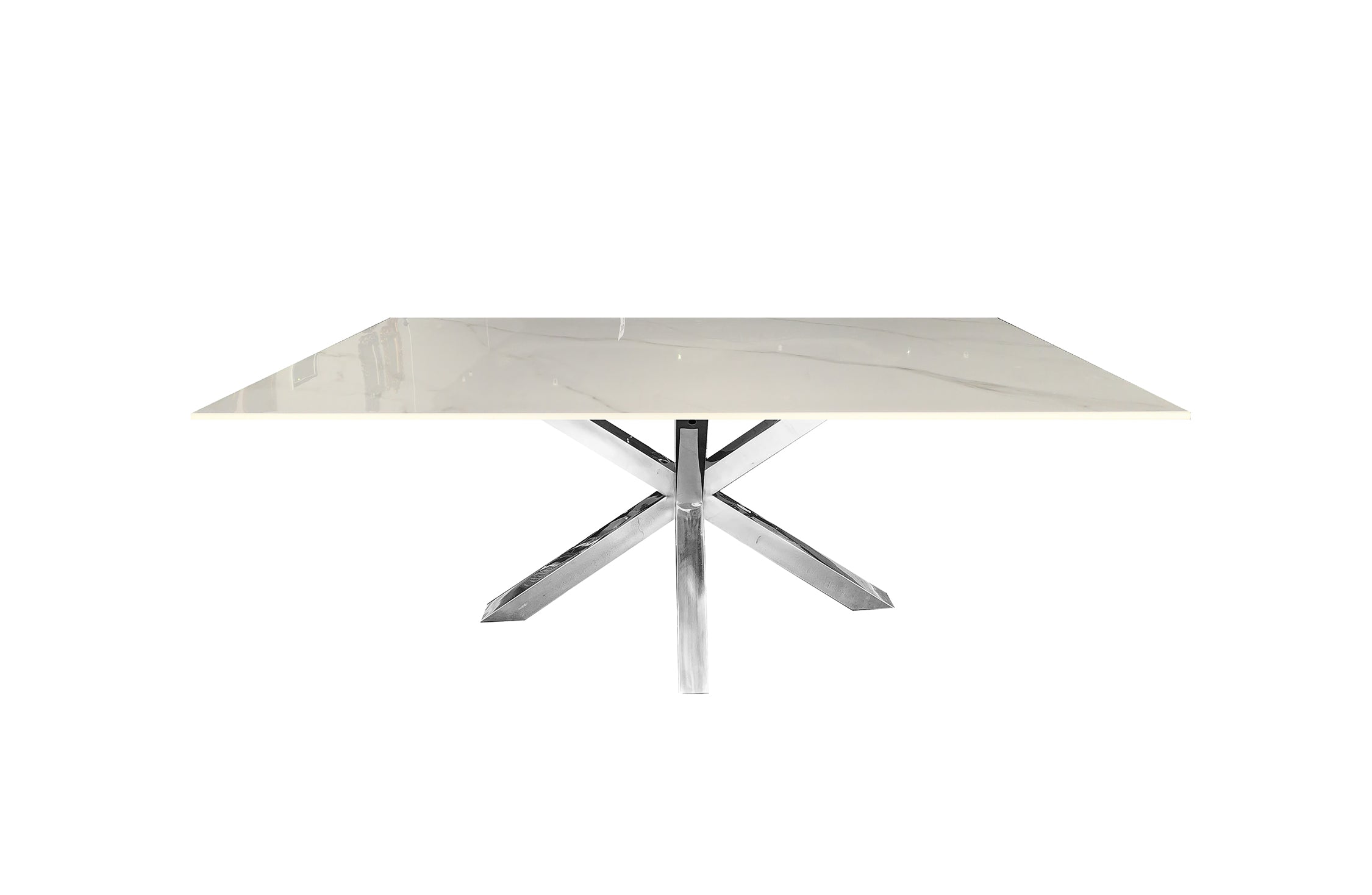 Elegant Silver and White Marble Dining Table