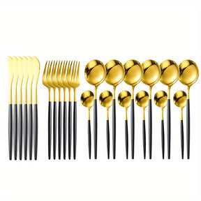 Deluxe Cutlery Set - Black & Gold