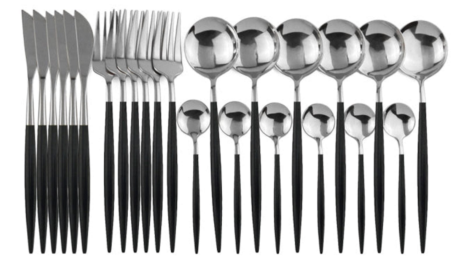 Deluxe Cutlery Set - Black & Silver
