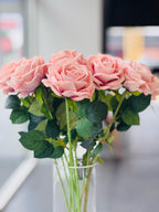 Artificial Rose Stems – Set of 2 Stems  – 60cm with 3 Flowers Each - Soft Pink