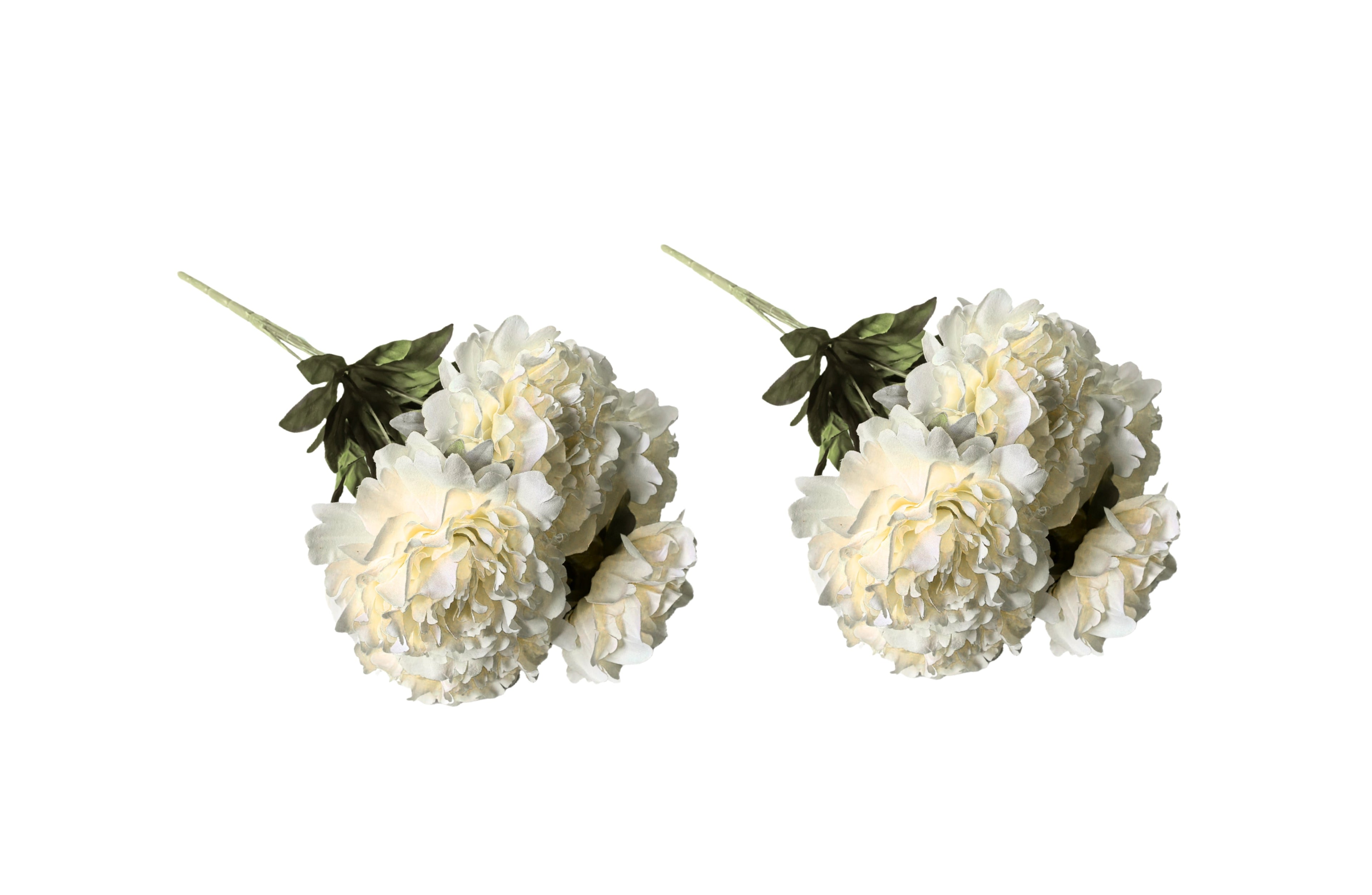 Artificial Bloomed Peony Bunch – Set of 2 Bunches – 45cm with 5 Flowers Each - White