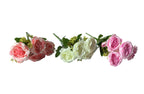 Artificial Rose Bunch – 31cm (Set of 3 Stems, 4 Flowers Each) - White