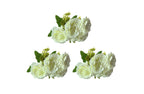 Artificial Rose Bunch – 31cm (Set of 3 Stems, 4 Flowers Each) - White