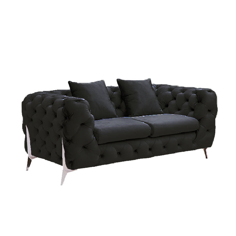 Grand Tufted Lounge in Black Velvet
