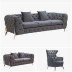 GRAND Tufted Lounge - Dark Grey Velvet