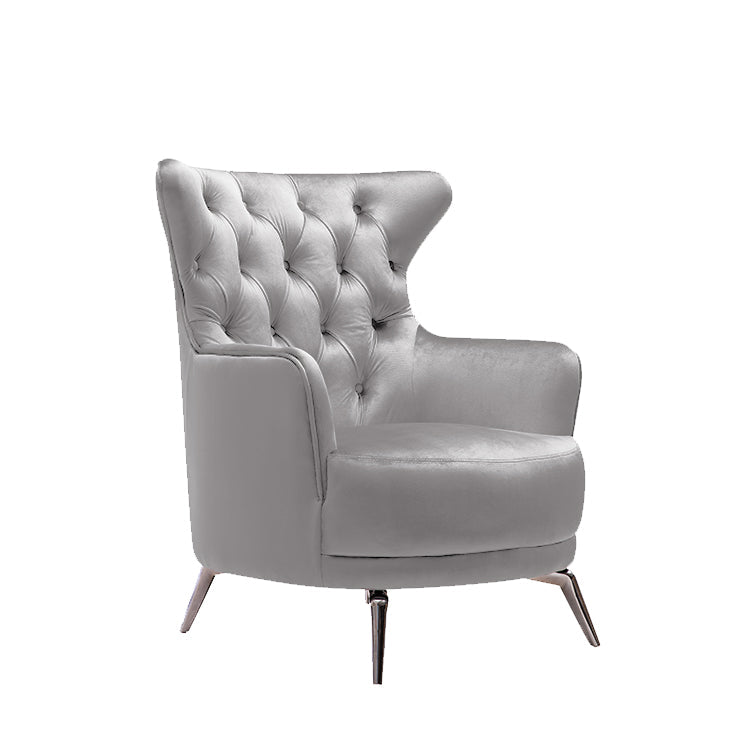 Grand Tufted Lounge - Light Grey Velvet