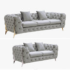 Grand Tufted Lounge - Light Grey Velvet