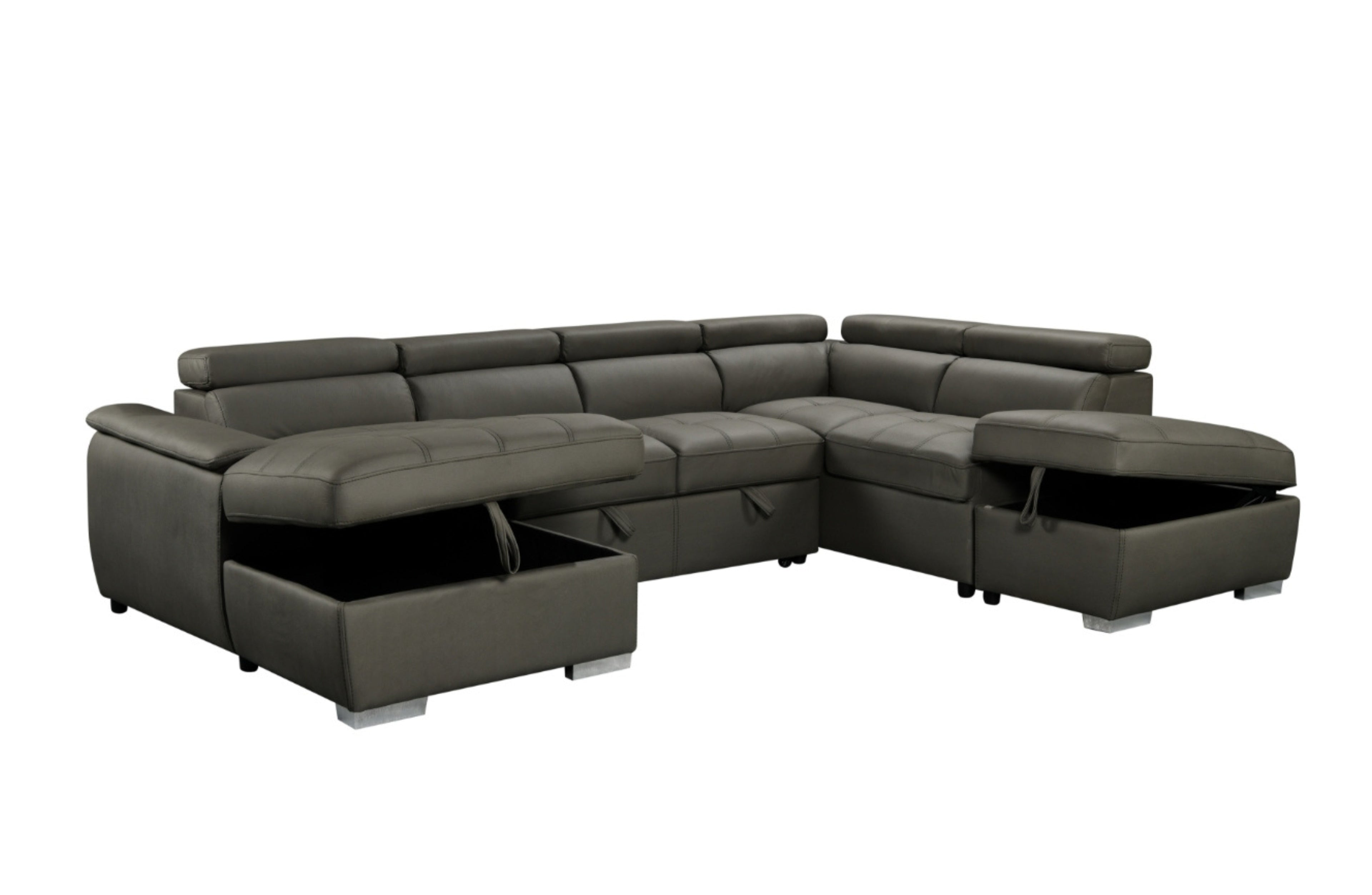 Plush Charcoal Sleeper Modular Chaise Lounge