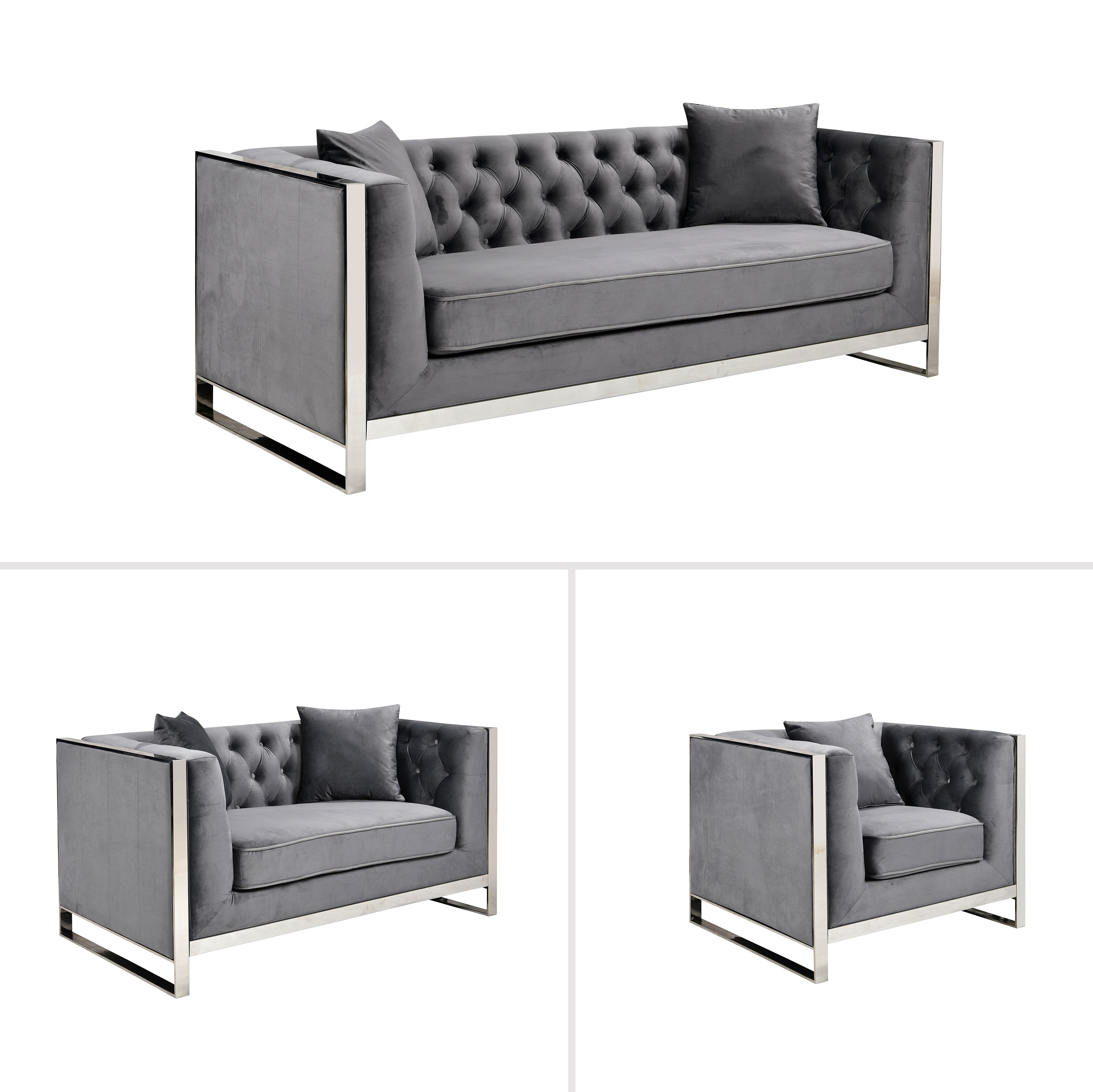 William Lounge Set - Dark Grey Velvet
