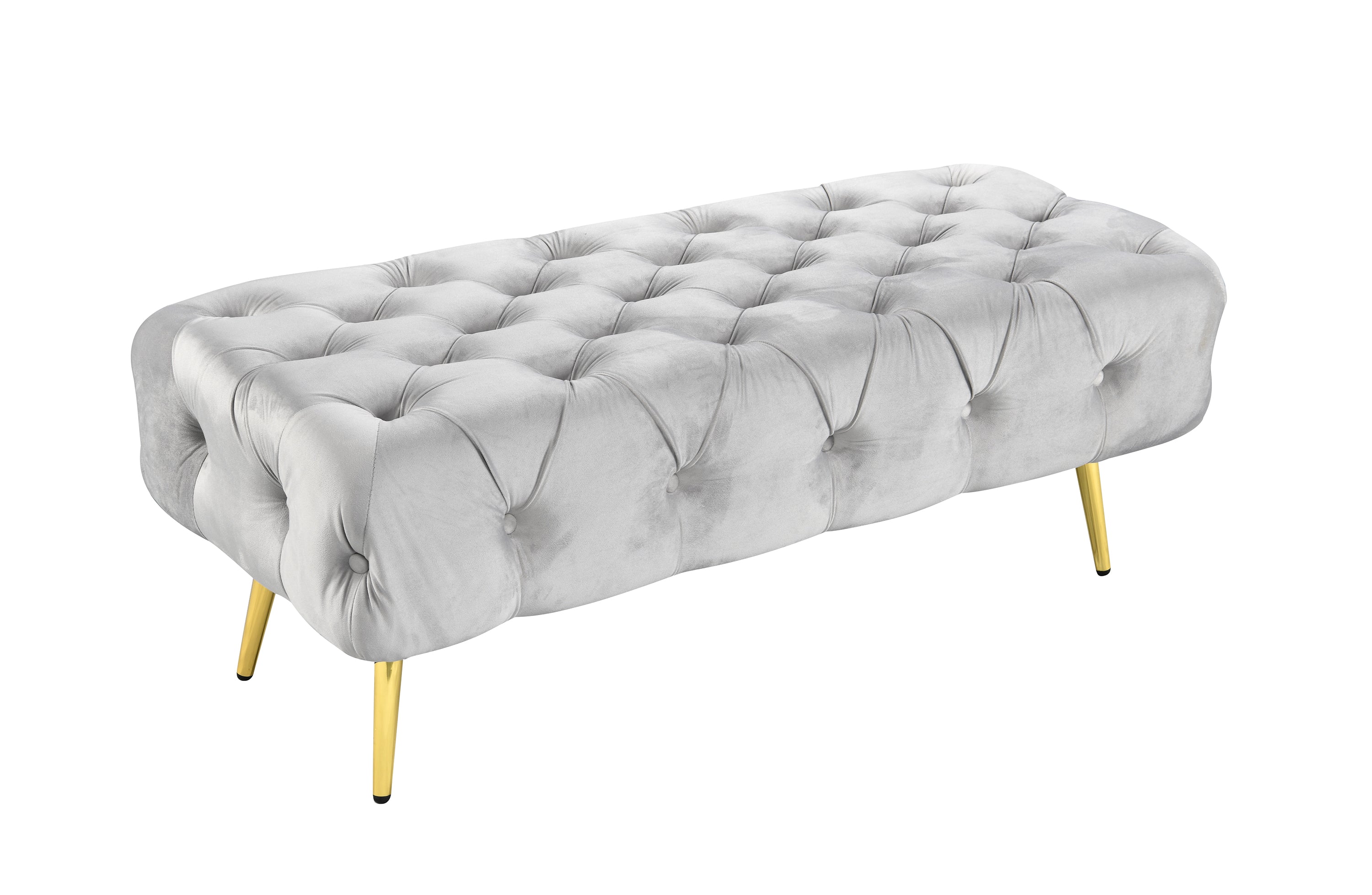 Shirley Light Grey Velvet Ottoman