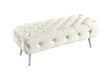 Shirley Beige Velvet Button-Tufted Ottoman