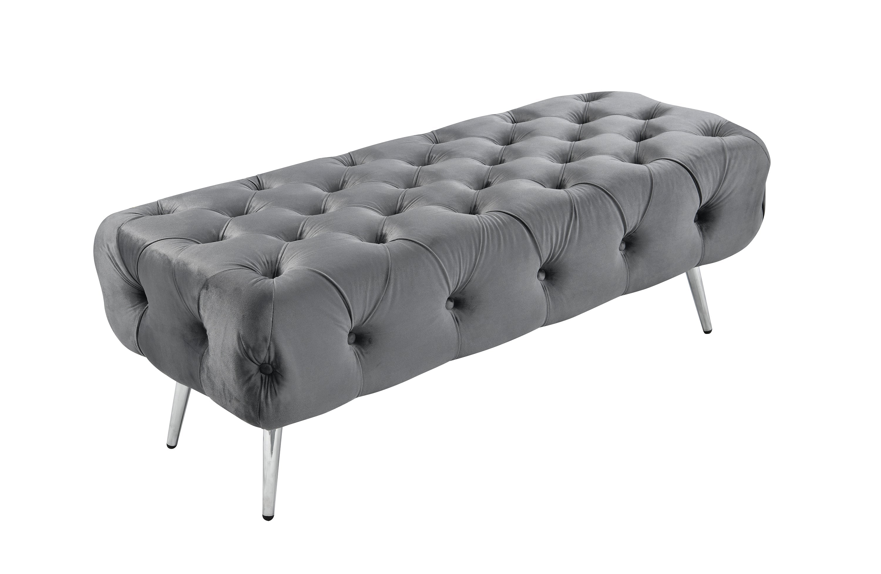 Shirley Dark Grey Velvet Ottoman