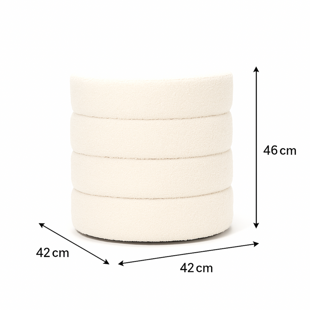 Cleo White Boucle Ottoman - Elegant & Functional