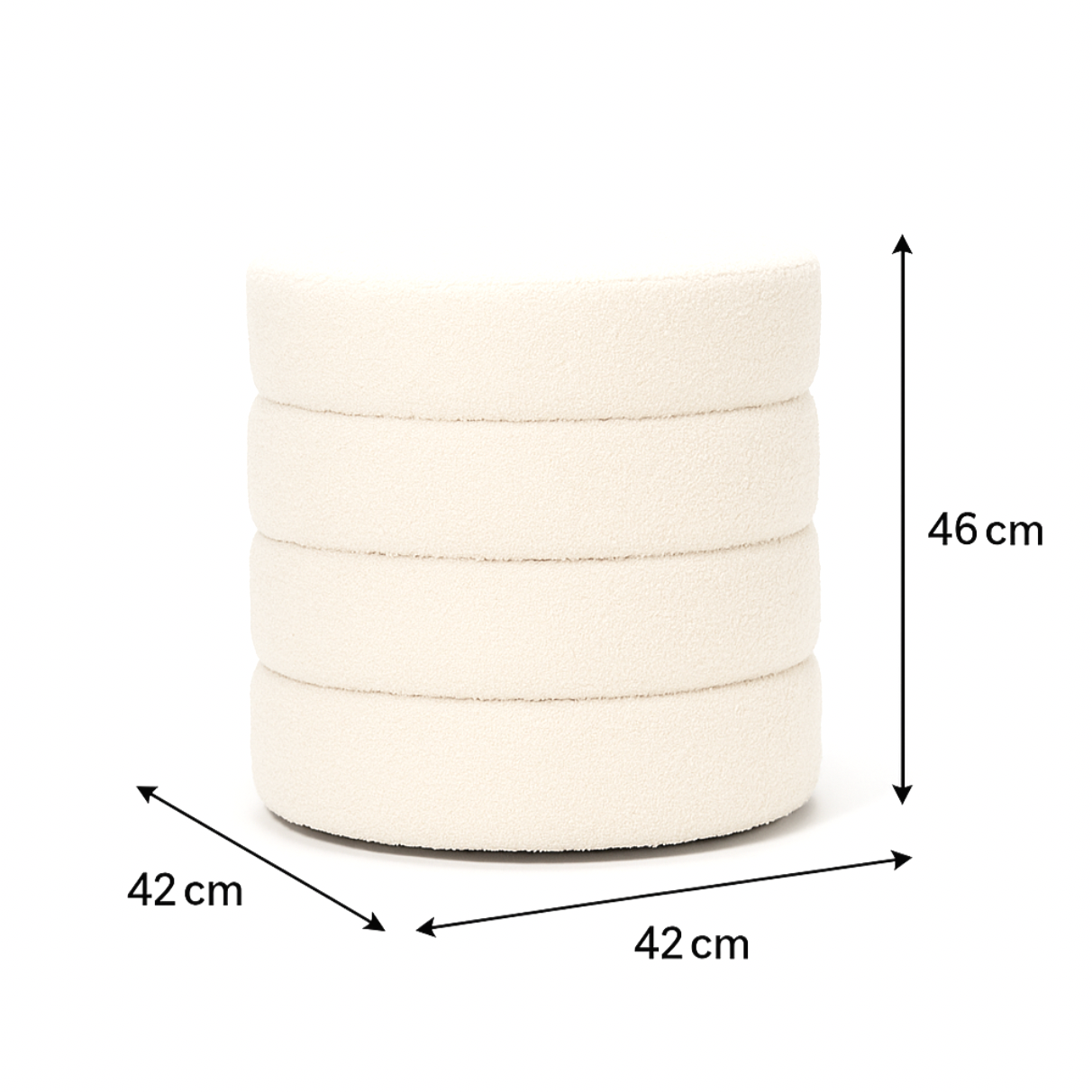 Cleo White Boucle Ottoman - Elegant & Functional