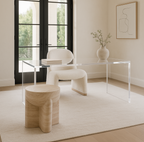 Haven Curved Boucle Armchair by Interior Ave - Sculptural White Elegance