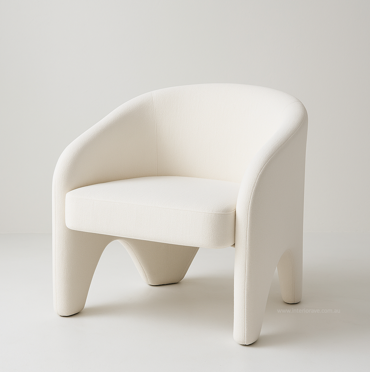 Nova Sculptural Accent Chair by Interior Ave - Elegant Design in Textured White Chenille