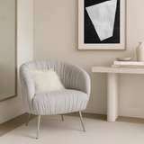 Vespa Pleated Velvet Accent Chair - Pearl Grey by Interior Ave