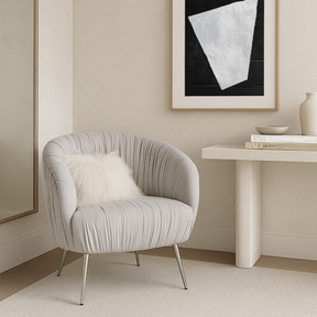 Vespa Pleated Velvet Accent Chair - Pearl Grey by Interior Ave