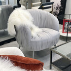 Vespa Pleated Velvet Accent Chair - Pearl Grey by Interior Ave