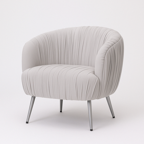 Vespa Pleated Velvet Accent Chair - Pearl Grey by Interior Ave