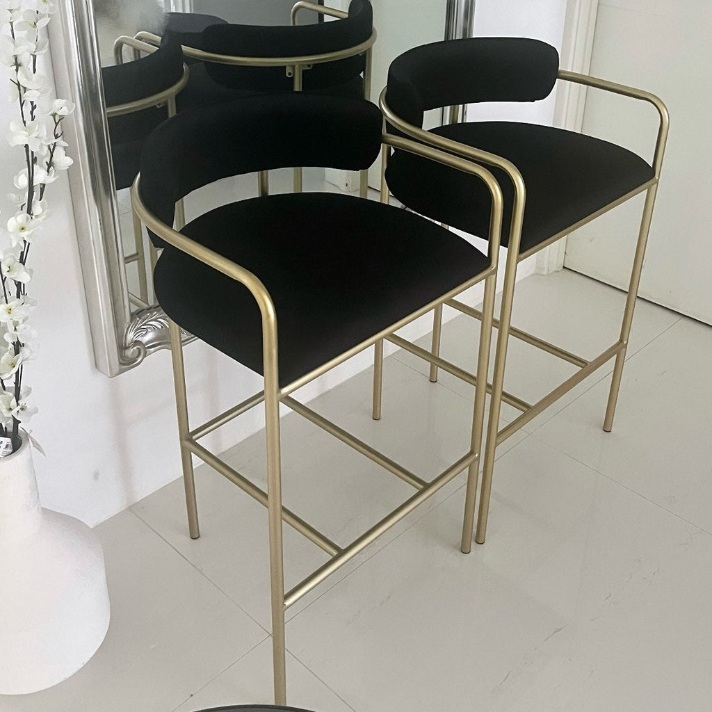 Allegra Black Velvet Bar Stool