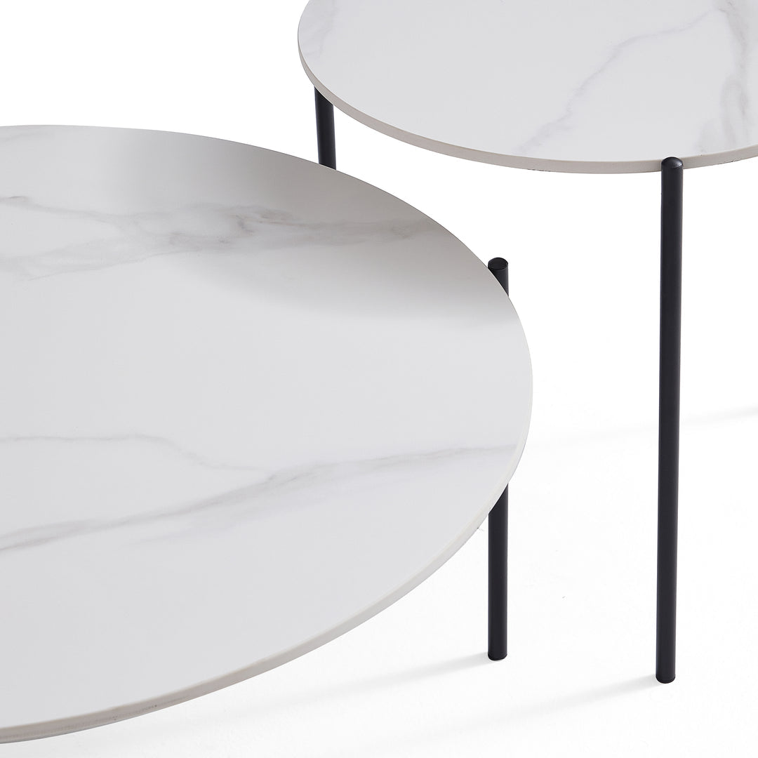Bianco Nested Coffee Table Set - White Marble