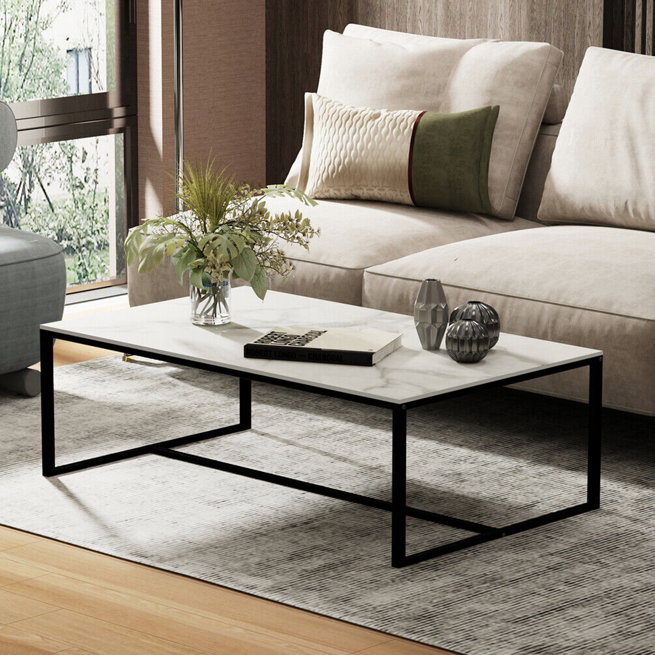 Monaco Rectangle Coffee Table - White Marble