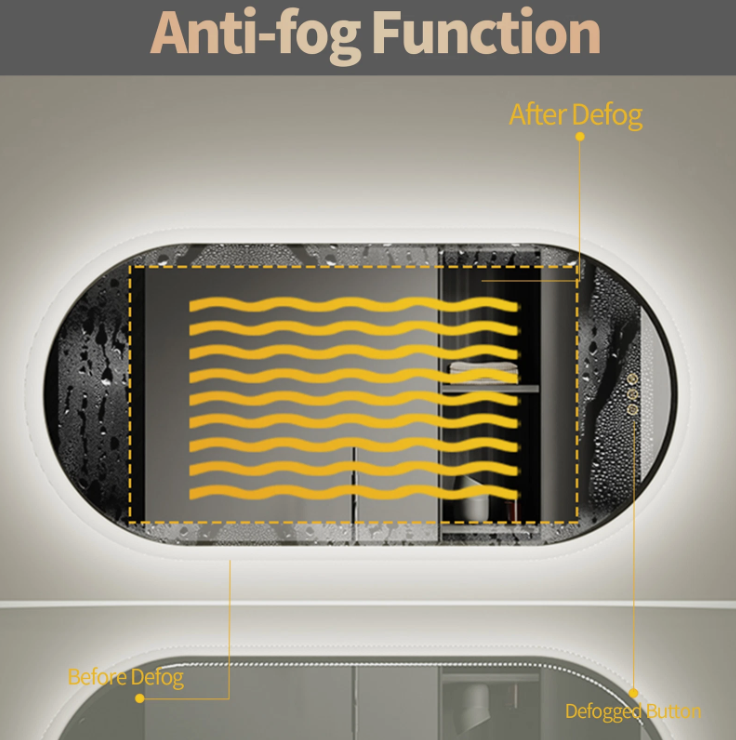 Interior Ave - LED Oval Frameless Salon / Bathroom Wall Mirror - 50 x 80cm