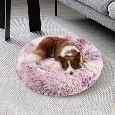 Calming Faux Fur Round Pet Bed