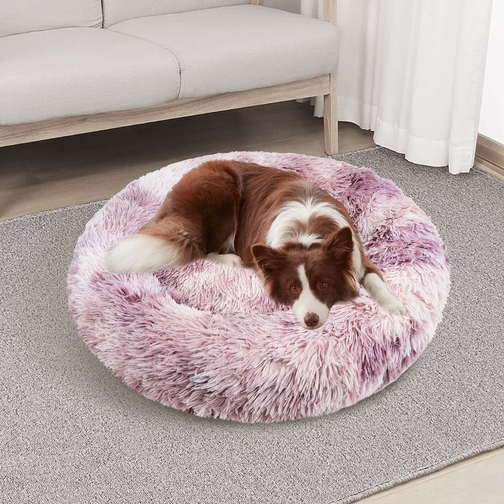 Calming Faux Fur Round Pet Bed