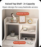 2x bedside table set light wood grain drawers metal slides bedroom furniture