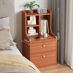 Classic Nightstand Multi-Compartment Storage Reddish-Brown Wood Grain 70cm