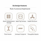 Classic Nightstand Multi-Compartment Storage Reddish-Brown Wood Grain 70cm