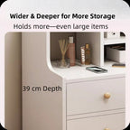 Classic Nightstand Multi-Compartment Storage Reddish-Brown Wood Grain 70cm