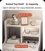 Minimalist Nightstand Light Gray Wood Grain White Fronts Curved Design Drawers