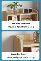 Minimalist Nightstand Light Gray Wood Grain White Fronts Curved Design Drawers