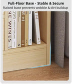 Minimalist Nightstand Light Gray Wood Grain White Fronts Curved Design Drawers