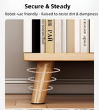 Compact Nightstand Wooden Legs Open Shelves Side Compartment White Wood Design