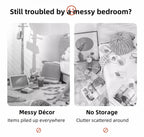 Two-Tone Nightstand Wooden Legs Compartment Storage Drawers White Wood Design