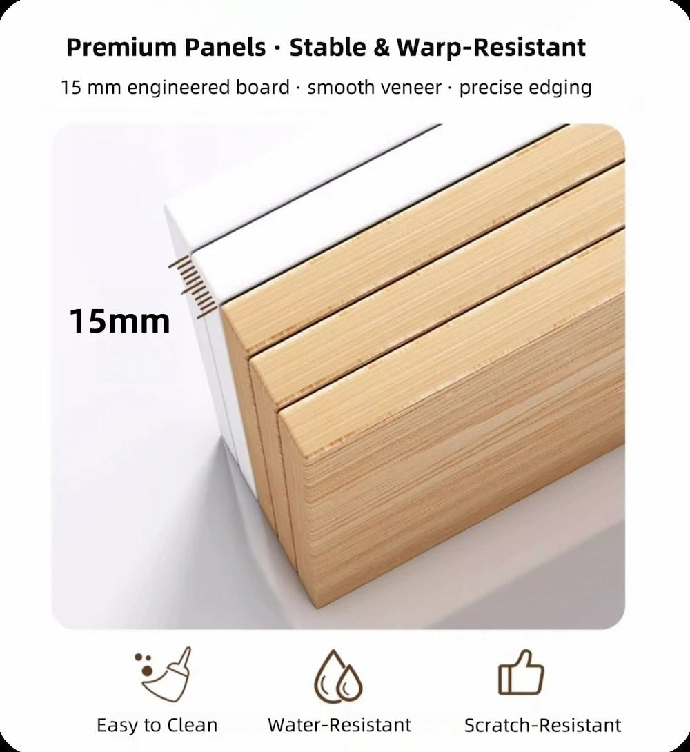 Two-Tone Nightstand Wooden Legs Compartment Storage Drawers White Wood Design