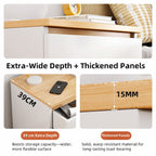 2x Bedside table set with drawer and shelf, minimalist white design, 2 pieces