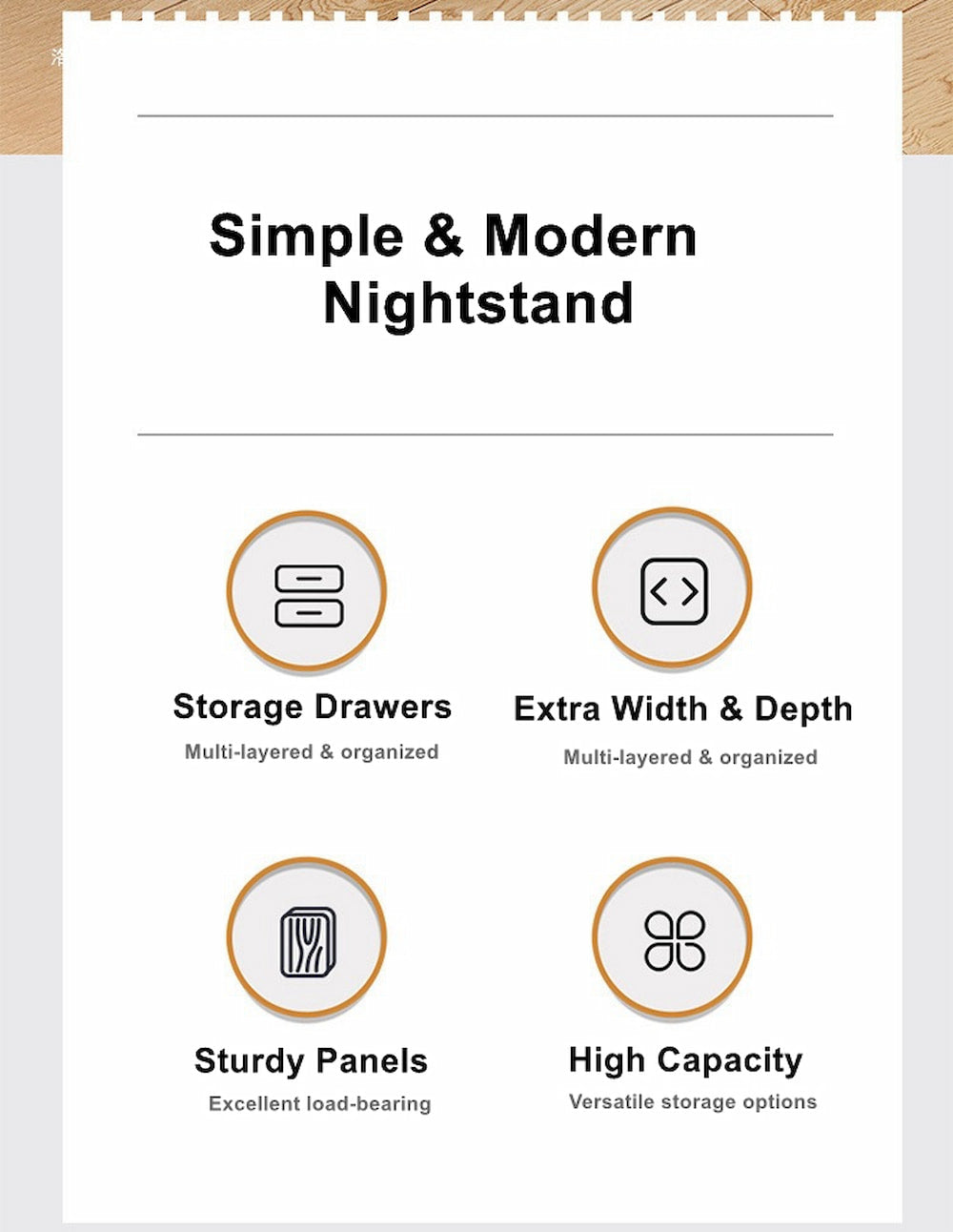 Modern Nightstand Warm White Double Drawer Finger Pull Geometric Clean Lines