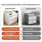 2x Bedside table set with drawers, minimalist design, warm white finish